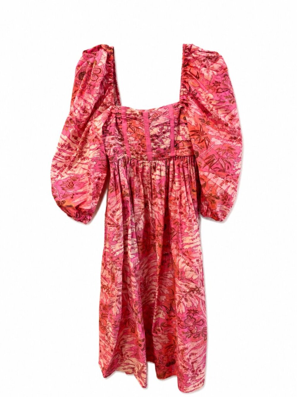Ulla Johnson Camellia Leilani Dress Size 4 Pink Floral Puff Sleeve Mini Prairie - Picture 3 of 5